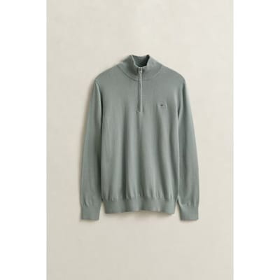Gant Trui Classic Cotton Half Zip Ceramic Grey / male