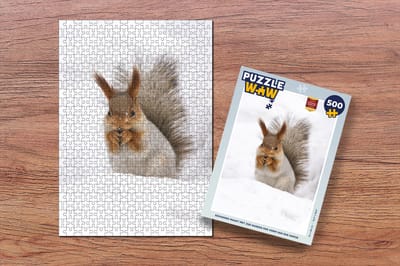 Puzzel Eekhoorn - Dier - Sneeuw - Legpuzzel - Puzzel 500 stukjes - Kerst - Cadeau - Kerstcadeau voor mannen, vrouwen en kinderen