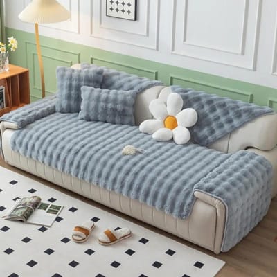 Dikker konijn pluche bankhoes handdoek effen kleur bankkussen massage antislip multifunctioneel geschikt voor rugleuningkussen 70x70cm 1pcs