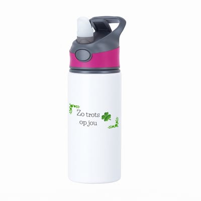 Hacebo® - Collega cadeau waterfles met rietje roze - Collega - Trots op jou cadeau - Geluk cadeau - Collega kado - Collega afscheid - Klavertje vier cadeau - Collega cadeautjes verjaardag - Leuk kado om te geven - water fles - 650ML