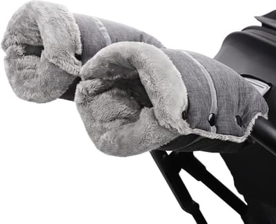Warmtegevende handschoenen voor kinderwagens, waterproof en met konijnenbont, ideaal voor winterse bescherming van baby's (2 grijs)