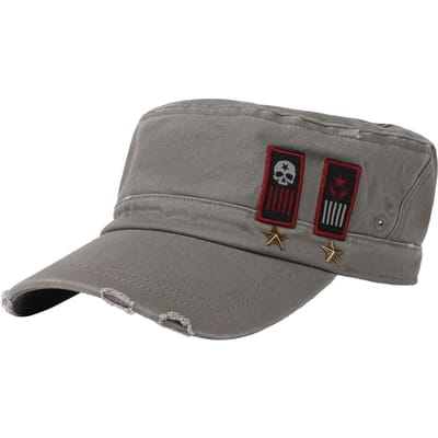 Rock Rebel by EMP - Rock Cap - Olivfarbene Army-Cap mit Print, Aufnähern und Nieten - voor Mannen - olijf
