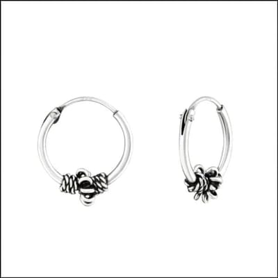 Aramat Jewels | Oorringen | 925 Zilveren Bali Oorringen Geoxideerd - Etnisch Design | 12mm / Lelystad | |2mm | Zilver | Kinderen, Volwassenen | Verkleurd niet