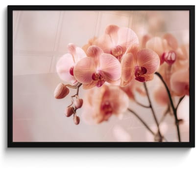 Poster in lijst - Fotolijst 80x60 cm - Posters - Orchidee - Bloemen - Roze - Bloemblaadjes - Posterlijst zwart - Decoratie - Wanddecoratie woonkamer - Muurdecoratie slaapkamer