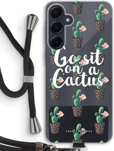 Case Company® - Hoesje met koord geschikt voor Samsung Galaxy A55 hoesje met Koord - Cactus quote - Telefoonhoesje met Zwart Koord - Bescherming aan alle Kanten en Over de Schermrand