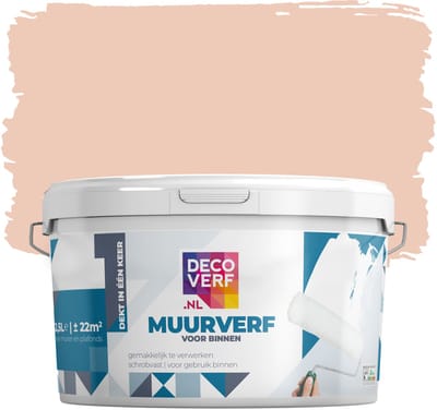Decoverf muurverf mat zachtroze, 2.5L
