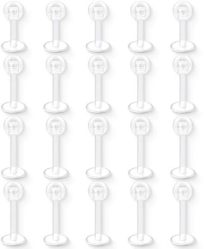 Jhubersproducts - Lippiercings - Transparant - 20 Stuks - Sieraden - Acryl - Ideaal voor Lippen en Neus - Unisex
