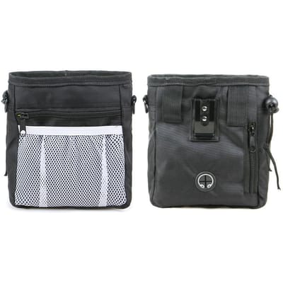Pochette de friandises pour chien, sac d'entraînement, distributeur de sacs à excréments, Clip de taille et cordon de serrage, transporte des friandises et des jouets, stockage des aliments noir