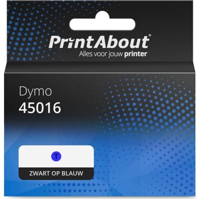 PrintAbout huismerk Tape 45016 (S0720560) Zwart op blauw (12 mm) Geschikt voor Dymo