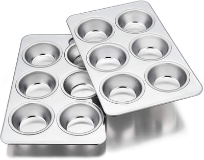 Cosensi- Muffinvorm roestvrij staal - Set van 6 muffinbakplaten - Muffinplaat voor 6 muffins - Vaatwasmachinebestendig - Voedselveilig - Gladde afgeronde randen - Bakvorm