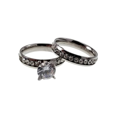 Tijdloze Ringen met Strass, Ringset Dames - Gepolijst RVS