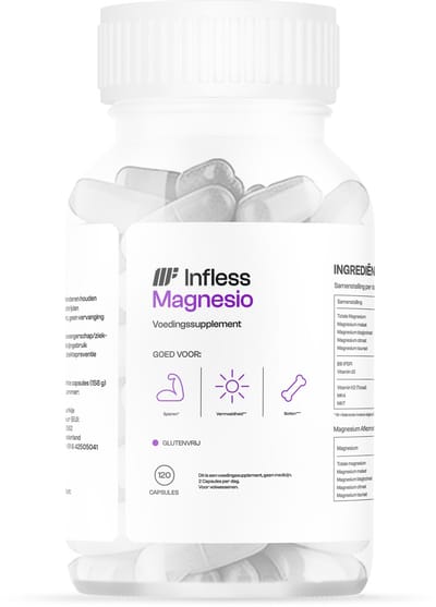Infless Magnesio - Magnesium Complex met 4 vormen - Vitamine D3 - Vitamine K2 - Vitamine B6 - Spieren & Energie - 120 Capsules