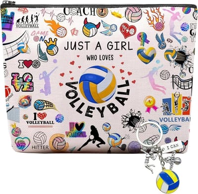 Volleybal-make-uptas, make-uptas met ritssluiting, sleutelhanger, draagbare cosmeticatas, volleybal, cosmeticatas met - ShopVlot