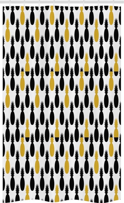 ABAKUHAUS Geel en Zwart Douchgordijn – 120x180 cm – Polyester – Waterafstotend