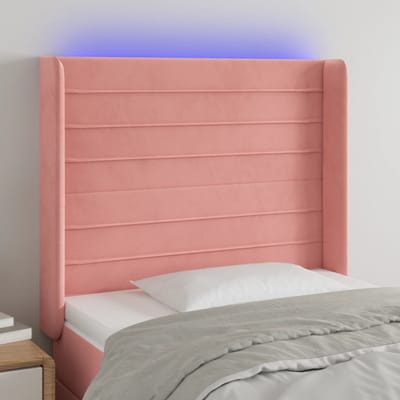 vidaXL - Hoofdbord - LED - 93x16x118/128 - cm - fluweel - roze