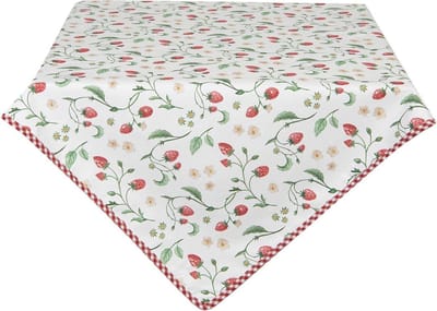 Clayre & Eef Tafelkleed 150x250 cm Wit Rood Katoen