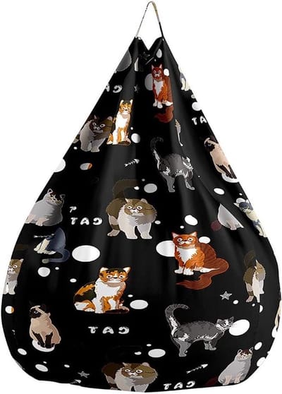 Zitzak Stoel Cover - Zonder Vulling - Speelgoed Opslag - Wasbare Hoes - 90x110cm - Zwart