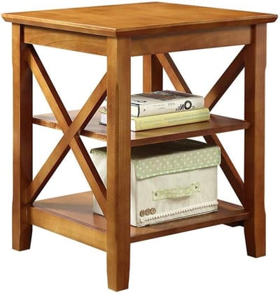 Houten Salontafel - Dressoir Met Plank - Woonkamer Opbergen - Drie Lagen Design - 50x50x60 cm - Bruin