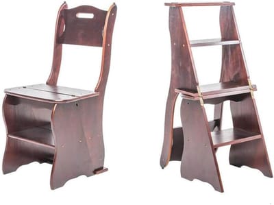 Houten Vouwkruk - Opstapje Ladder Stoel - Huishoudelijke Hulp - Ingebouwd Veiligheidsslot - 34x50x86 cm - Meerkleurig