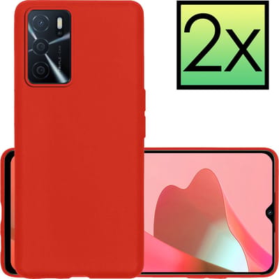 Hoesje - 2 Stuks - Geschikt voor OPPO A16 - Sterk & Shockproof - Case Siliconen - Back Cover - Telefoon Hoes - Rood