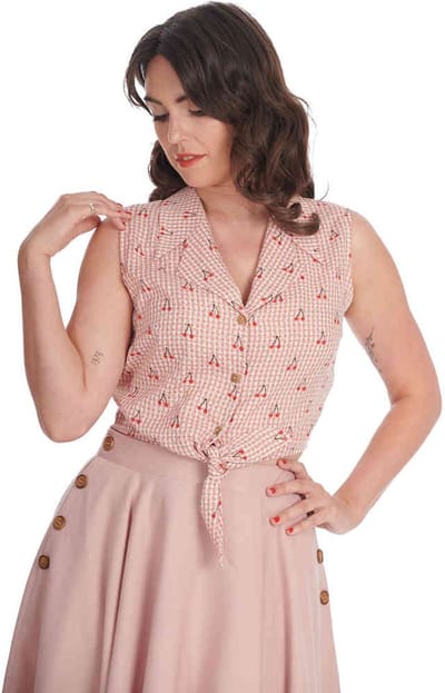 Banned - Sweet Pea Blouse - S - Rood