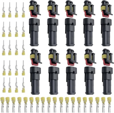 Waterdichte 2-Pins Elektrische Connectoren met Seals - 10 Stuks voor Auto, Motor en Bedrading Reparaties