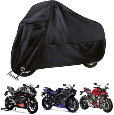 1 stuk - Motorbeschermhoes - Waterdichte motorhoes - Scooterhoes - Anti-guano - Anti-stof - Alle seizoenen - UV-bescherming - Zwart - XXL - 245 x 105 x 125 cm - Geschikt voor de meeste motorfietsen tot een lengte van 220 cm
