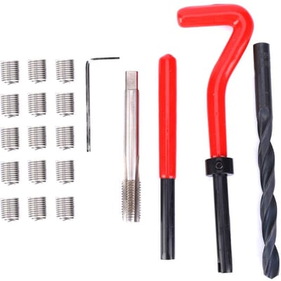 Kit de réparation de filetage 20 pièces M8x1.25 Acier inoxydable Kit de taraudage pour refiletage pour filetage femelle red