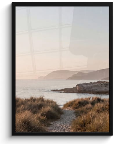 Poster in lijst - Fotolijst 60x80 cm - Posters - Landschap - Kust - Duinen - Posterlijst zwart - Decoratie - Wanddecoratie woonkamer - Muurdecoratie slaapkamer