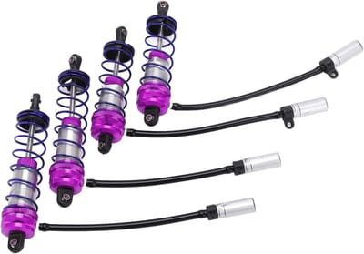 4 Stuks Aluminium Schokdempers voor RC Auto's, Verstelbare Olie, 92mm Voor en 105mm Achter, Geschikt voor 1/10 Modelauto's, Paars