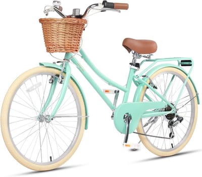 Meisjesfiets Cruiser - Kinderfiets 24 inch - Comfortabel fietsen - Met mand en bagagedrager - 24 inch - Mintgroen