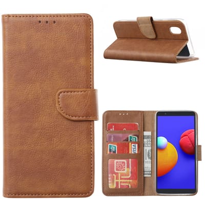 Hoesje Geschikt Voor Samsung Galaxy A01 Core Hoesje book case met Pasjeshouder - Bruin