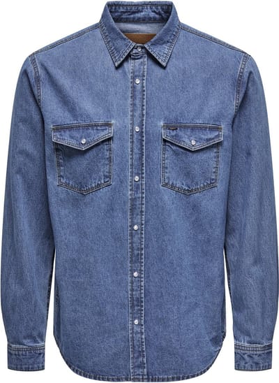 ONLY & SONS ONSBANE DENIM 3247 DNM SHIRT NOOS Heren Overhemd - Maat L