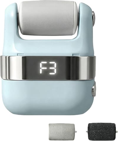 Elektrische Eeltverwijderaar – Elektrische Voetvijl met 3 Snelheden – USB-C Oplaadbaar – LED-Display – 3 Verwisselbare Slijpkoppen – Voor Eelt en Droge Voeten – Dames en Heren – Blauw – 1 Stuk
