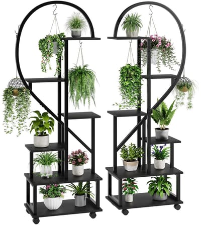 Geargalaxy 6-Laags Plantenrek - Bloempotstandaard - Bloemenrek - Plantenstandaard - Bloemenstandaard - Set van 2 - Zwart