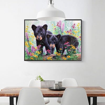 Broderie Diamant Affichage Complet Mosaïque Diamant Animal Art Diamant Image de Strass 20X30CM black