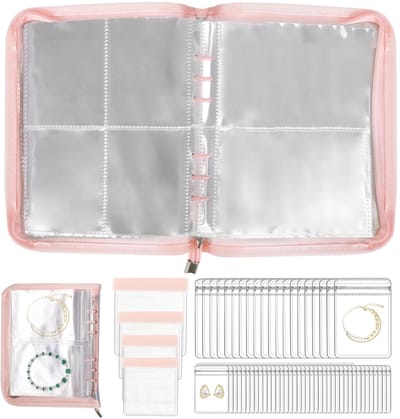 Dailygoods- Sieradenopberger Grote Capaciteit - Sieradenopberger met Ritsen - Transparante Organizer - Antioxidatie - Waterdicht - 80 Vakken - Sieradenboek