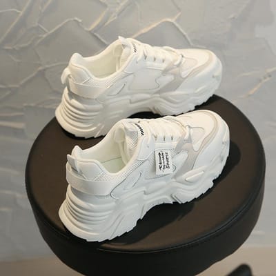 Nieuwe Dad Shoes Dames Lente Student Veelzijdige Sportschoenen Street Photography Casual Verhogende Schoenen 40 wit