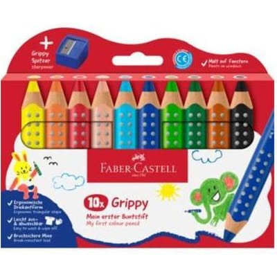 Fabercastell -Castell Grippy XXL Jumbo etui 10st + puntenslijper Tekenen Verven en kleuren
