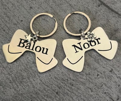 Luxe Hondenpenning Strik | Zilveren Strik Hondenpenning | Dogtag Strik | RVS Strik Penning inclusief Graveren | Petshop Seven
