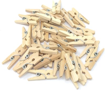 New Age Devi - Houten Mini Knijpers - 100 STUKS - 2.5 CM - Fotoknijpers - Fotohouder - Knijpers - Wasknijpers - Kerstkaart hangers