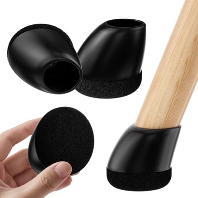 Famanu – 24 stuks siliconen stoelpootbeschermers met vilt - geschikt voor 15°-25° meubelpoten - elastische bescherming voor stoelpoten - krasbescherming - stoelpootbeschermers (fit: 14-20 mm)