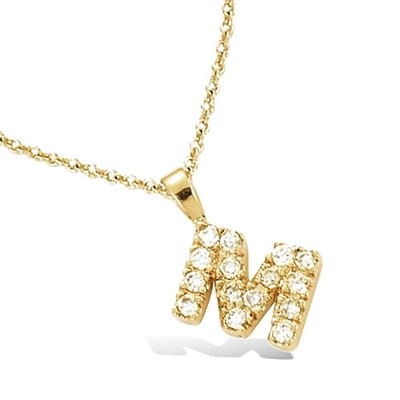 CHIVAL - Ketting 18K Verguld Goud " Letter M" – Initiaal, Voornaam, Luxe, Hypoallergeen, Perfect Cadeau voor Haar, Zirkonia, Elegant, Geschenkverpakking, Kerst, Valentijn