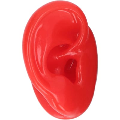 Modèle d'oreille en silicone pour la pratique du piercing Oreille artificielle réaliste souple avec support right ear red
