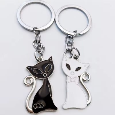 Finnacle - Katten sleutelhanger voor elke kattenliefhebber! 1 paar zwart gekleurde kat/poes sleutelhangers.
