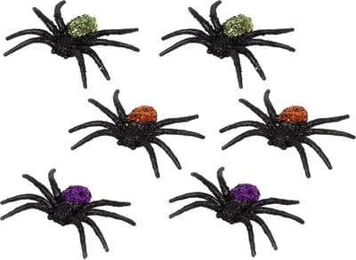 ATOSA - 6 spinnen glitter kunststof 7,5 x 5,5 x 1,3 cm