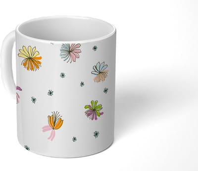 Mok - Koffiemok - Bloemen - Regenboog - Flora - Pastel - Patronen - Mokken - 350 ML - Beker - Koffiemokken - Theemok
