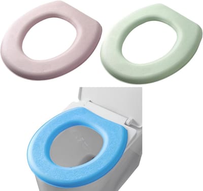 3 stuks toiletaccessoires set | O-vormig gewatteerd zitkussen, dekzeil en tankhoes | Wasmachine wasbaar | Past op de meeste ovalen toiletten - Grijs/Roos