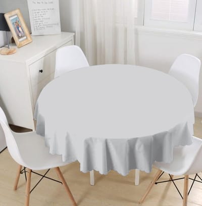Rond Tafelkleed Ø140cm - Bedrukt Velvet Textiel - Effen grijs - Tafelkleden - Tafellaken