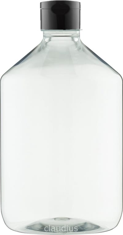Lege plastic fles 500 ml PET apothekersfles transparant - met zwarte klepdop - set van 10 stuks - navulbaar - leeg